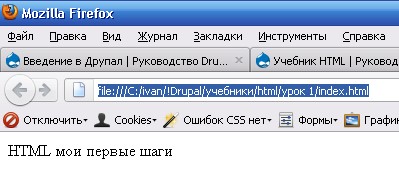 First HTML document