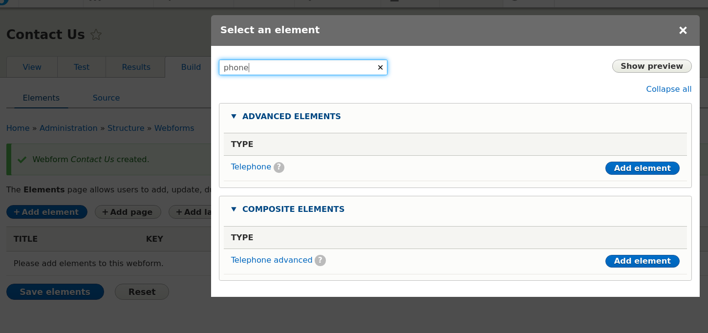 Webform phone