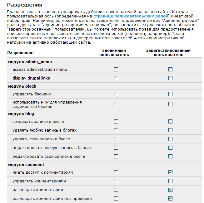 Drupal access permissions