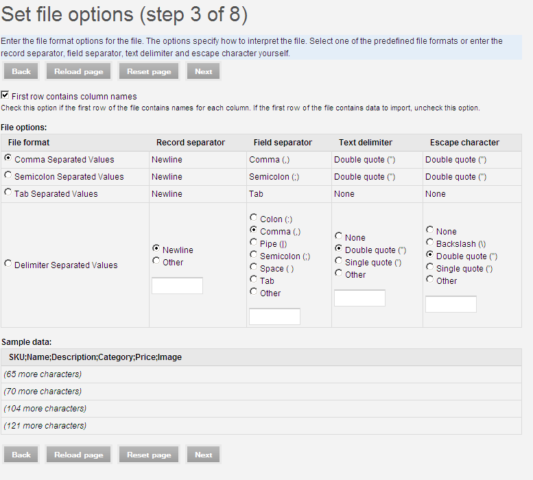 Drupal Ubercart Import CSV Excel Import 选择分隔符