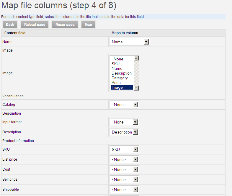 Drupal Ubercart Import CSV 字段映射