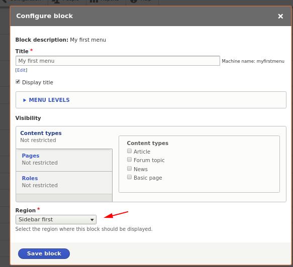 Drupal 8 menu