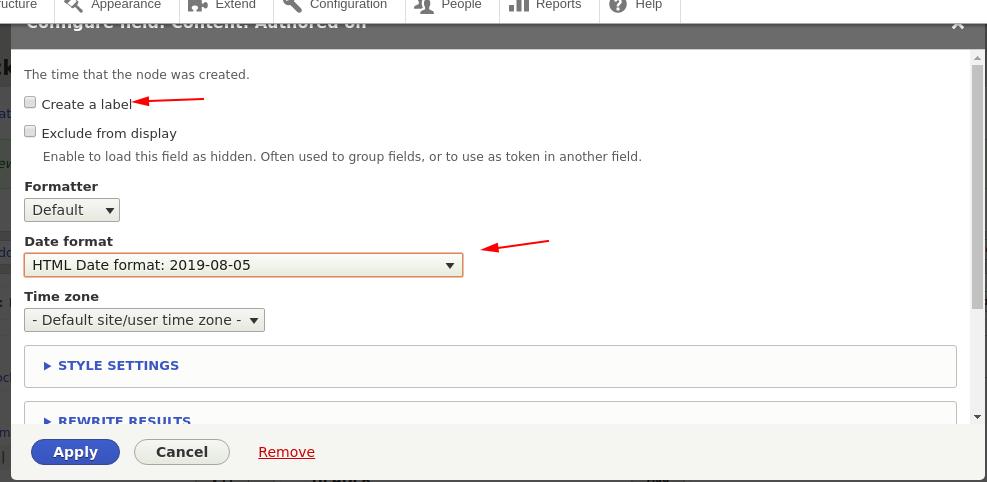 drupal views remove the label