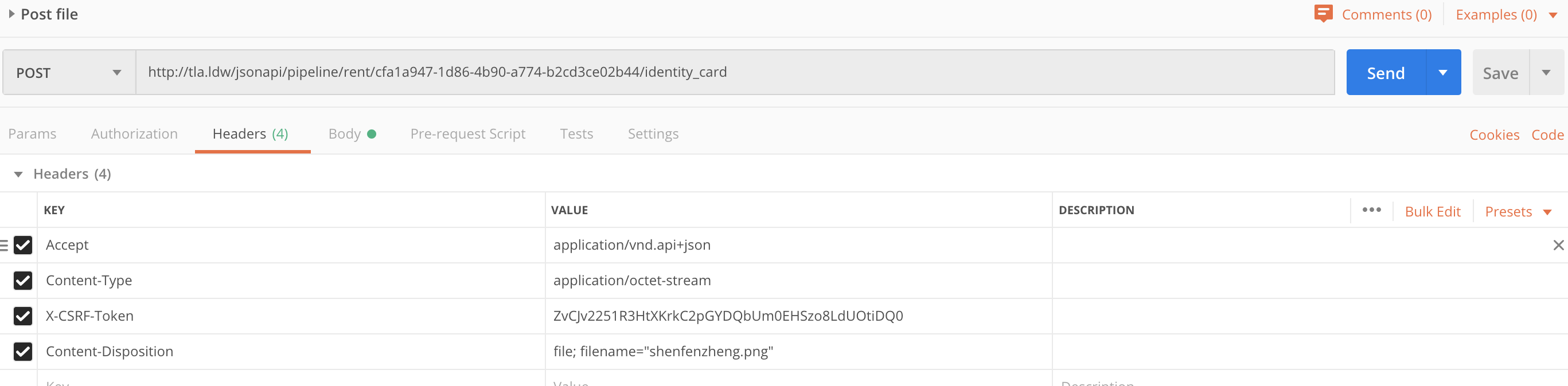 Json API File header