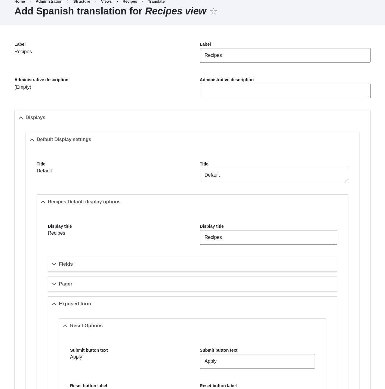 Translation for configs
