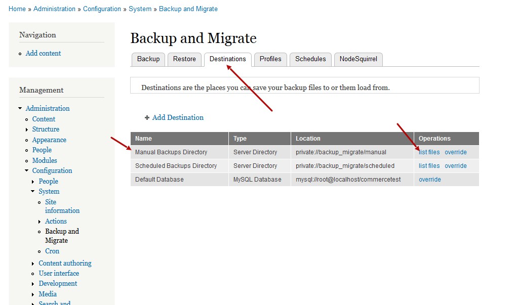 Drupal Backup and Migrate