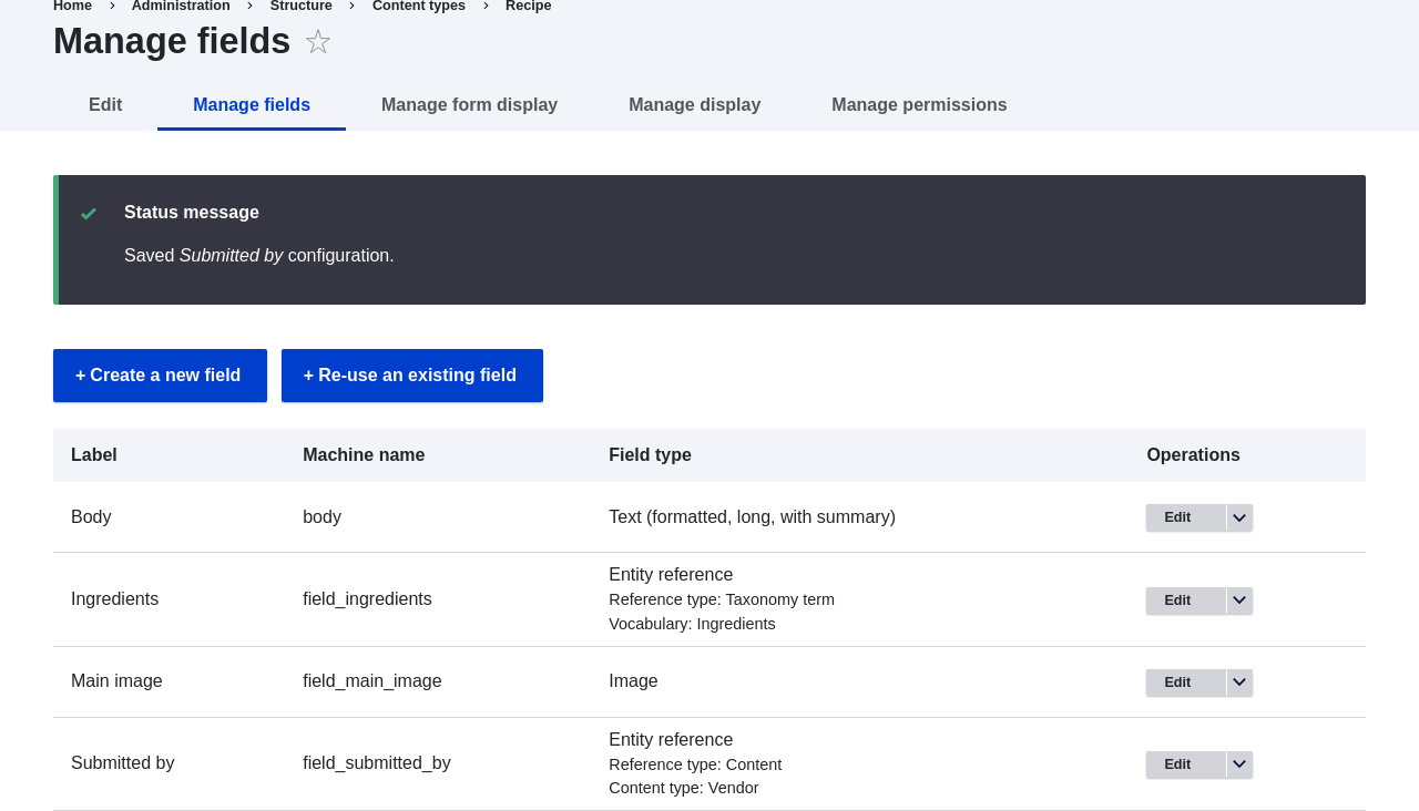 Manage fields
