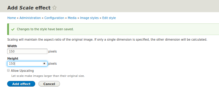 mise à l’échelle d’image Drupal